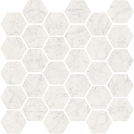 hexagonalny vzor mala biela s texturou mramor vzor dlazdica modernna mladeznicka elegantna luxusny byt kupelna kuchyna lameridiana interierovy dizajn.jpg
